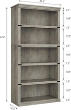 GarveeHome 5 Tier Farmhouse Bookcase, 67.4" Tall Book Shelf - Image 2