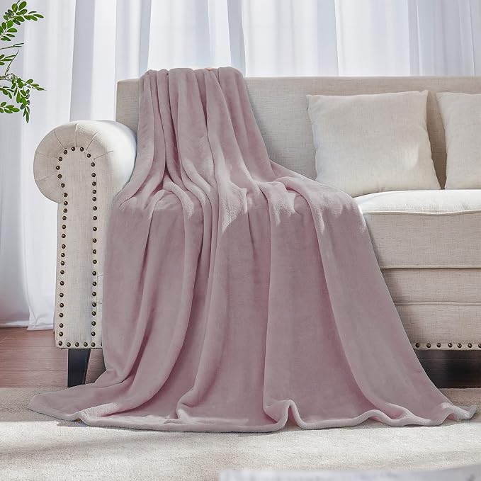 Dusty Rose Pink Fleece Plush Throw Blanket 60"x80"for Couch Fuzzy Cozy | Super by JIAHANNHA