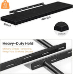 Fun Memories Floating Shelves for Wall, 40 Inch Long Set of 2 Rustic Wood Wall - Image 4