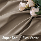 MIULEE Velvet Curtains 52x90 inches 2 Panels Light Taupe Blackout Curtains | - Image 4