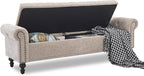 SOFTHION Storage Bench for Bedroom, Upholstered Chenille Storage Ottoman - Image 3