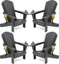 SERWALL Foldable Adirondack Chair Set of 4, HDPE Adirondack Chair by SERWALL