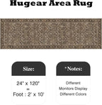 2x10 Brown Vintage Floral Washable Runner Rug - Image 2