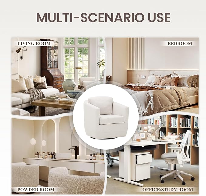 COLAMY 360° Swivel Accent Chair No-Sag Foam & Sturdy Metal Base, Fully - Image 7