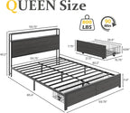 Lifezone Queen Bed Frame with 2-Tier Storage Headboard, Bedroom Metal Bed Frame - Image 2