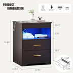 Nightstand Set of 2, Charging Bedside Table - Image 3