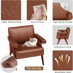 STHOUYN Brown Leather Accent Chairs Set of 2, Mid Century Modern Chair Set of 2 - Image 4