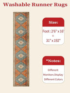 SERISSA 2'6"x16' Washable Non Slip Boho Runner Rug - Image 6