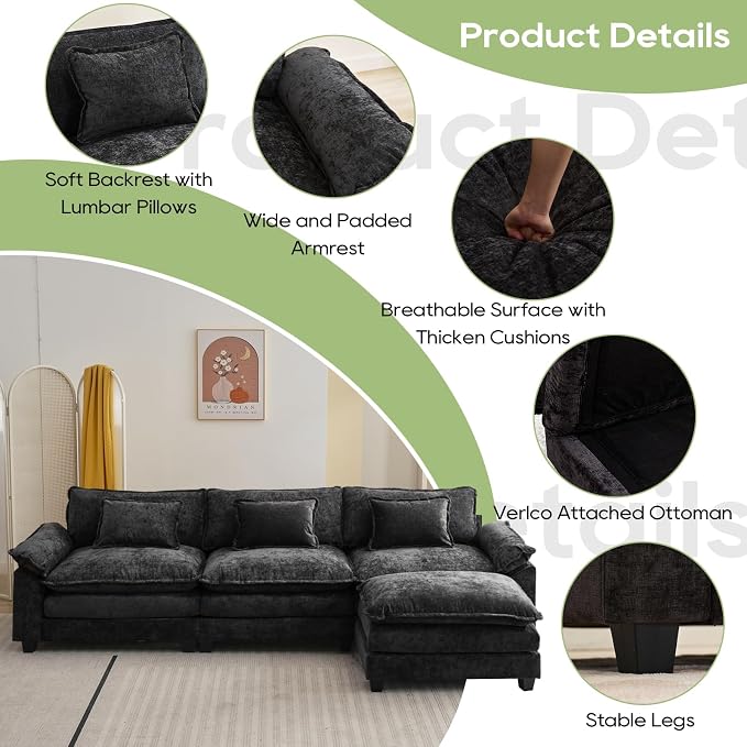 Oprisen 120" Modular Sectional Sofa, Comfy Cloud Couch Sectional Sofa - Image 6