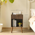 Fultyle Mid Century Modern Nightstand, Wood Bedside Table - Image 2