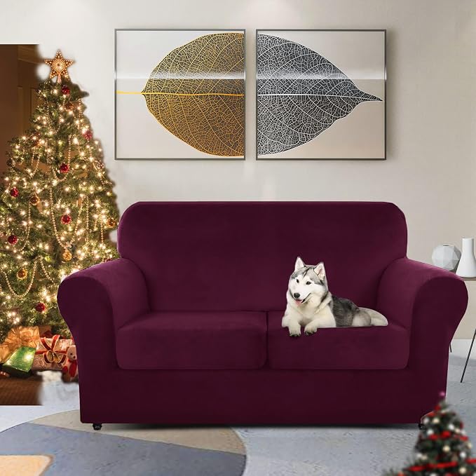 ZNSAYOTX Luxury Velvet Sofa Cover 3 Piece Stretch Loveseat Covers - Image 2