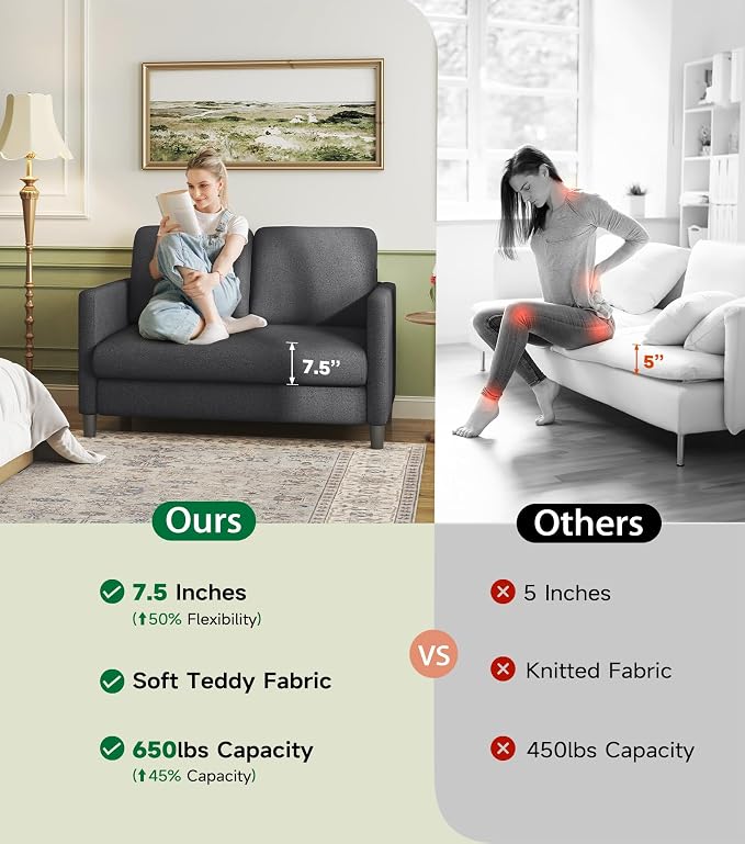 Welzona Loveseat, Comfy Teddy Love Seat - Image 4