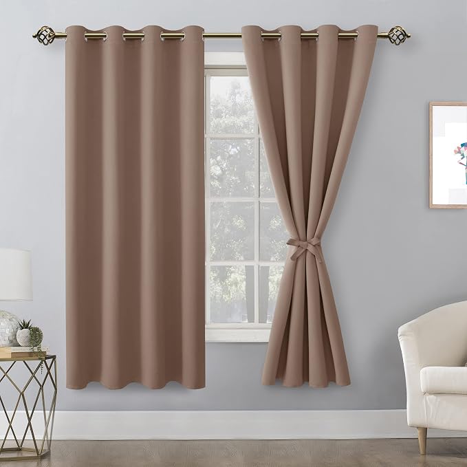Blackout Curtains for Bedroom, 52 x 63 Inches Length, Cappuccino | Thermal - Image 8