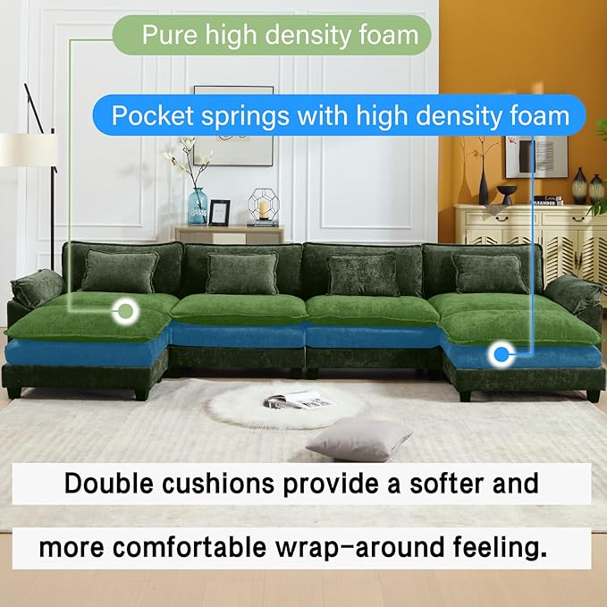 Oprisen 154" Modular Sectional Sofa, Comfy Cloud Couch Sectional Sofa - Image 3