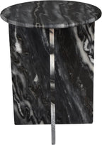 JONATHAN Y Javier Solid Black/Gray Marble End Table, 17.75" Round Modern Accent - Image 6