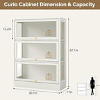 Display Cabinet with Acrylic Glass Doors, 3-Tiers Curio Cabinet with LED - Image 2