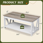 WLIVE Farmhouse Coffee Table, Modern Center Table - Image 3