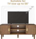 Smuxee Walnut TV Stand with Line Groove Design, 47.2" Mid Century Modern TV - Image 3