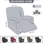 ANARACHON Leather Look Recliner Chair Covers, 4-Pieces Stretch Recliner Cover - Image 2