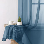 Dusty Blue Sheer Curtains 90 Inches Long 2 Panels, Light Filtering Breathable - Image 4