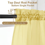 Chyhomenyc Sheer Mustard Yellow Curtains 90 inches Long 2 Panels, Light - Image 2
