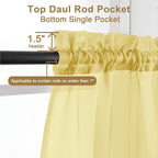 Chyhomenyc Mustard Yellow Short Sheer Curtains 30 inch Length, Light Filtering - Image 3