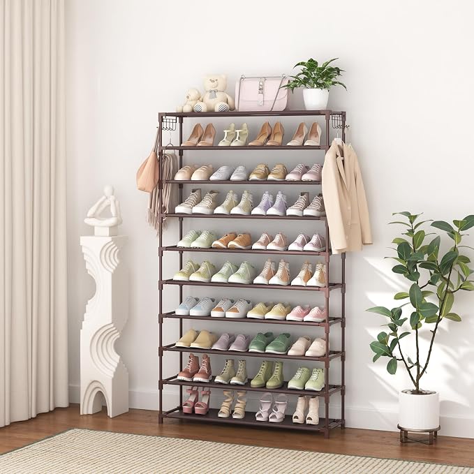 LANTEFUL 10 Tiers Shoe Rack 50 Pairs Large Capacity Tall Shoe Organizer Sturdy - Image 7