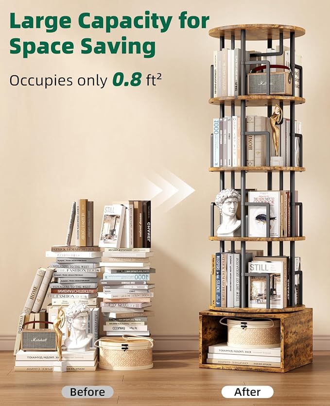 Kalrin 5 Tier Rotating Bookshelf - Image 6