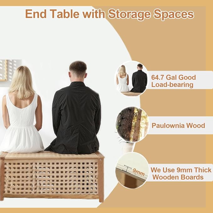 Solid Wood Entryway Bench with Storage, Large storage chest with Removable Bag - Image 4