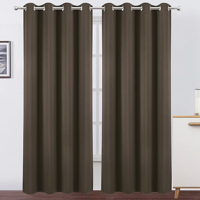 Blackout Curtains 66 x 95 inch/Chocolate Brown Curtains Set of 2 Panels/Thermal by Lemomo