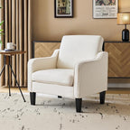 VINGLI Beige Accent Chairs for Living Room, Line Comfy Upholstered Chair Mid by VINGLI