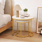 Giantex Nesting Coffee Table Set of 2, Round Stacking Side Tables - Image 3