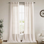 Beige Linen Curtains 96 Inches Long by Nanspring