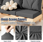 8Pcs Outdoor Cushion Covers, Stretch Patio Furniture Couch Chair Slipcovers | - Image 4