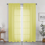 Lemon Sheer Curtains for Bedroom Living Room 72 Inches Long 2 Panels Set by OWENIE
