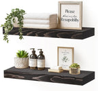 17x8x1.6 inch Floating Shelves Set of 2 – Solid Wood Rustic Black Wall Mounted by YLYHSST