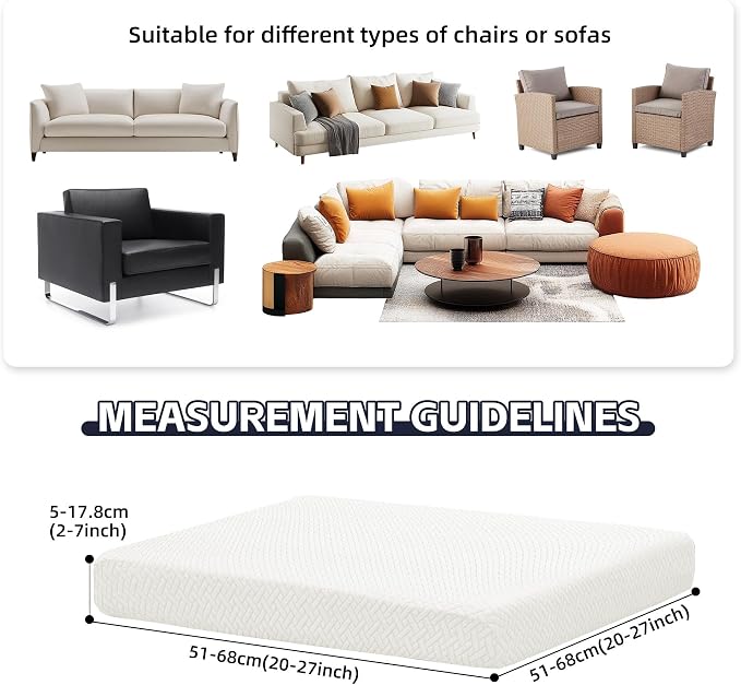 8Pcs Patio Cushion Covers, Outdoor Stretch Cushion Covers, Washable | Stretch - Image 2