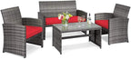 Tangkula 4 PCS Wicker Patio Conversation Set, Outdoor Rattan Sofas by TANGKULA