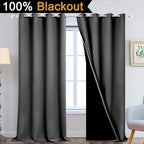 Yakamok Dark Grey 100% Blackout Curtains 108 Inches Long 52" Wide 2 Panels | - Image 2