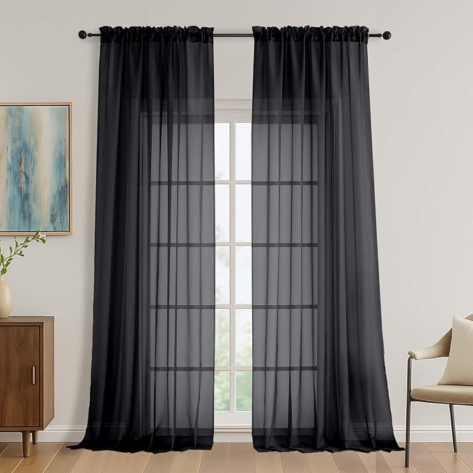 Black Bedroom Curtains 96 Length by OVZME