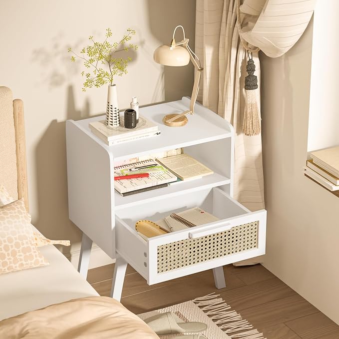 Lerliuo Rattan Nightstands Set of 2, Bedside Table - Image 5