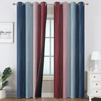 Navy Blue and Burgundy Red Ombre Blackout Curtains by ESTELARTEXTILER