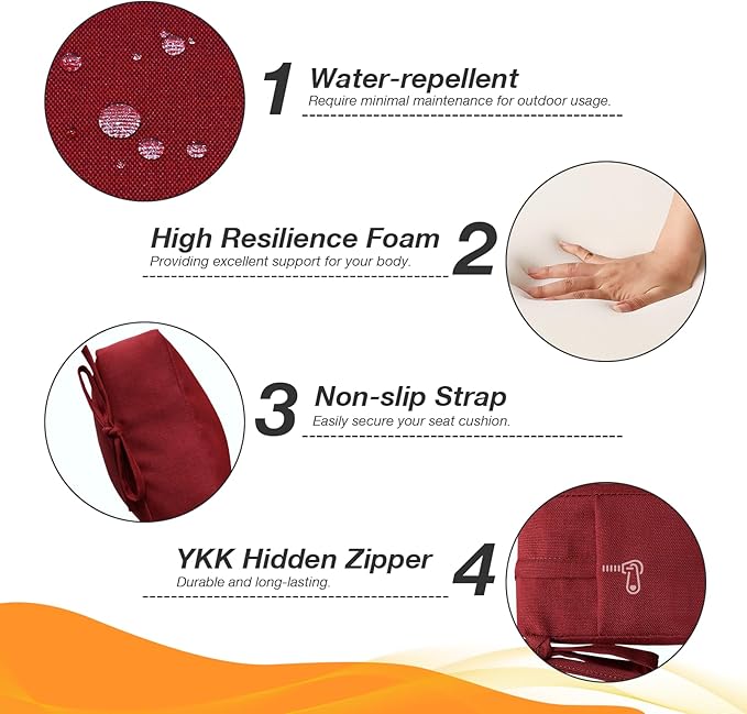 Unimatta Outdoor High Back Chair Cushion Seat Pads, 44 x 21 Inch - Image 3