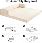 5-in-1 Convertible Sofa Bed, Corduroy Futon Couch Sleeper - Image 6