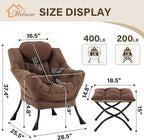 Welnow Lazy Chair with Ottoman, Modern Accent Armchair with Armrests and a Side - Image 3