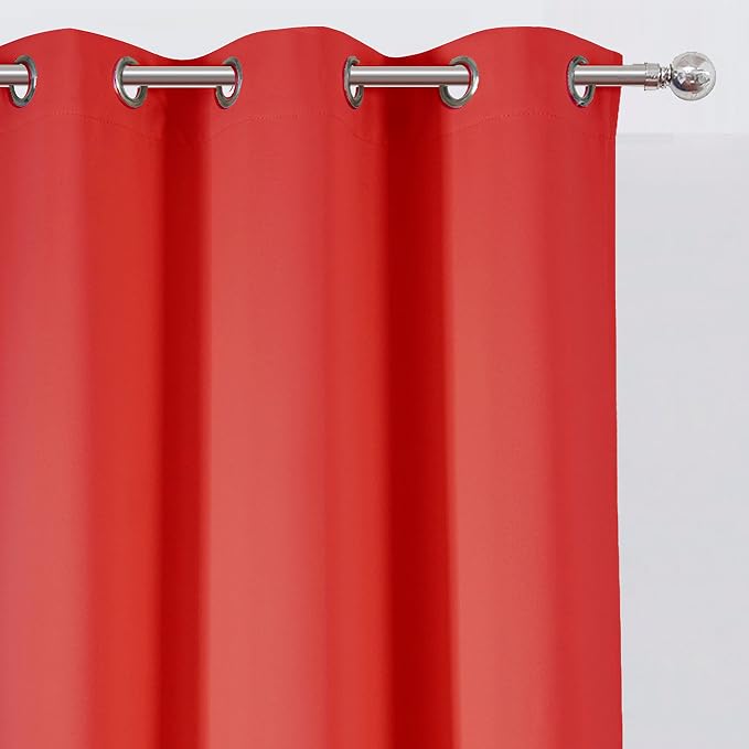 Blackout Curtains 38 x 54 inch/Bright Red Curtains Set of 2 Panels/Thermal - Image 6