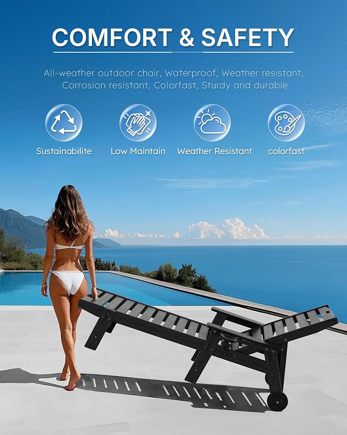 Patio Chaise Lounge Chair Set of 4, Oversize Lounge Chairs - Image 7