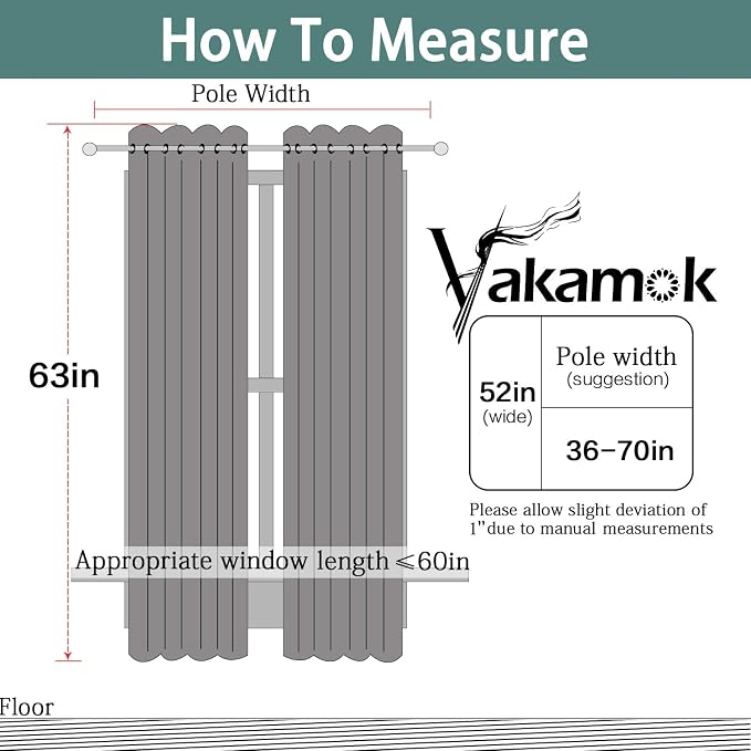 Yakamok Room Darkening Curtains 52x63 inch Length Dark Green-Living Room | 2 - Image 7