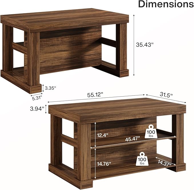 Tribesigns Bar Table, 55-Inch Counter Height Pub Table - Image 2
