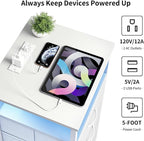 Fixwal Tall Nightstand with Charging Station, Night Stand with U-S-B Ports and - Image 5